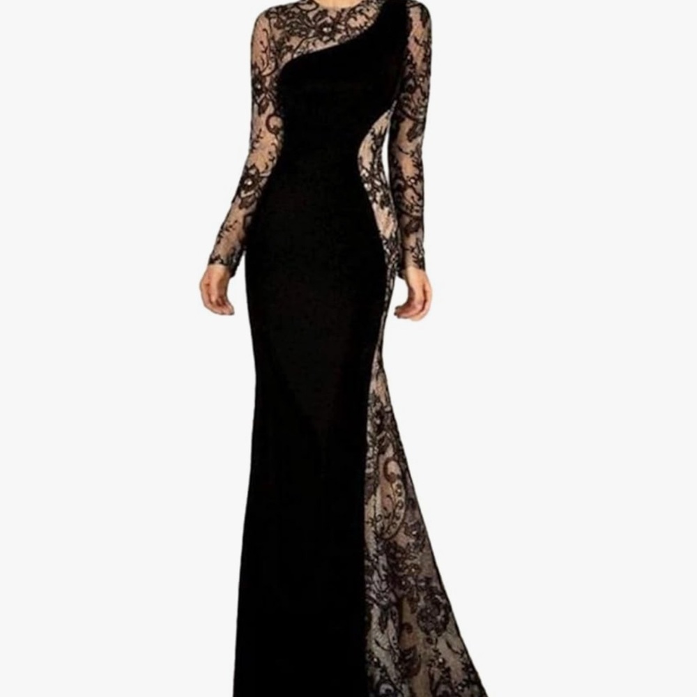 Elegant Black Lace Evening Gown